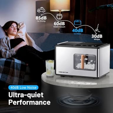 Nugget Ice Maker Countertop, 40lbs/24H, Pebble Ice Maker with Soft Chewable Ice, Self Cleaning Sonic Ice Machine, Stainless Steel w/Touch Screen for Home Office Bar Party- Silver - Image 5