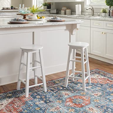 Linon Zeke White 24" Counter Stool with Round Seat - Image 13