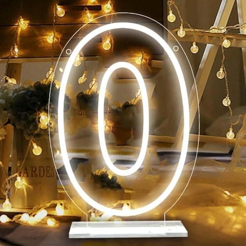 ATTNEON Number 0 Neon Sign,Led Light Up Zero Numbers Neon Lights, Number 0 Light for Wedding,Birthday,Party,Anniversary, Number Gifts,Bar Decor,Size 11.8 * 8.27 inches(JTLD112) - Image 1