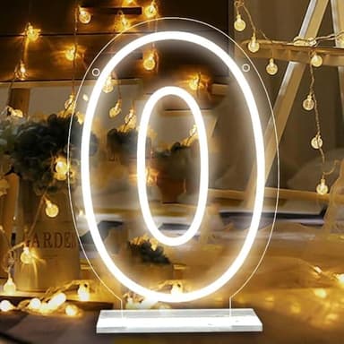 ATTNEON Number 0 Neon Sign,Led Light Up Zero Numbers Neon Lights, Number 0 Light for Wedding,Birthday,Party,Anniversary, Number Gifts,Bar Decor,Size 11.8 * 8.27 inches(JTLD112) - Image 1