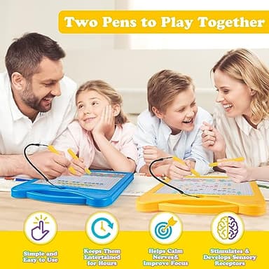 Magnetic Drawing Board for Kids, Toddler Magnet Doodle Board with 2 Pens, Magnetic Dot Art, Fine Motor Skills Toys, Airplane Travel Essentials Toys for Boys Girls (Yellow Cat) - Image 4