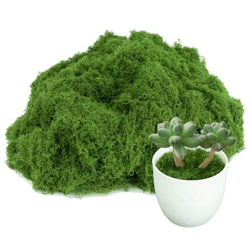 Fake Moss for Plants Indoor, Artificial Moss for Arts and Crafts, Faux Grass for Potted Fairy Garden DIY Model Making Walls Glass Containers Home Decor-3.5 OZ (Dark Green) - Image 1