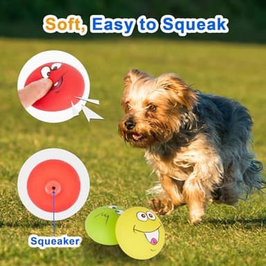 gulucute Dog Squeaky Toys Latex Squeaky Balls for Small Puppy Chewing Rubber Soft Fun Facial Expression Dog Balls for Pet Dogs (6 PCS) - Image 3