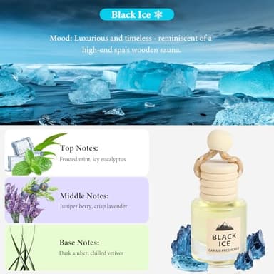 Car Air Freshener Oil Diffuser - Hanging Long Lasting Scent for Car & Home, Essential Oil Freshener with Adjustable Fragrance (Teak Wood+Black Ice+Bamboo Rain+White Tea) - Image 4