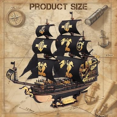 ROKR 3D Wooden Puzzles for Adults,Seahorse Barque Model kit, 603 Piece 3D Puzzles for Adults&Teens,Ideal Gift for Adults - Image 6