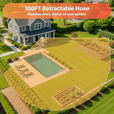 Ayleid Retractable Garden Hose Reel,1/2 in x 100 ft Wall Mounted Hose Reel, with 9- Function Sprayer Nozzle, Any Length Lock/Slow Return System/Wall Mounted/180°Swivel Bracket (Grey) - Image 3