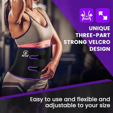 RIYA Waist Trimmer Sweat Waist Trainer for Women and Men Waist Sweat Belt Band Belly Stomach Wrap Purple - Image 6