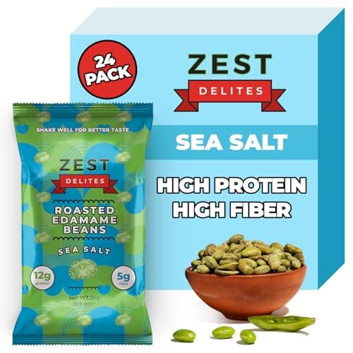 Crunchy Dry Roasted Edamame Beans Snack by Zest Delites, Sea Salt, Vegan, Low Calorie (110cal) High Protein Snacks (12g), Low Carb, Keto, Gluten Free, 0.9 oz 24 Packs - Image 1