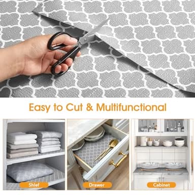 Shinlendid Shelf and Drawer Liner for Kitchen Cabinets Non-Adhesive, Strong Grip Non-Slip Thickened Cabinet Liners for Shelves, Waterproof Mats for Dresser Cupboard, Gray, 12 in x 10 Feet - Image 5