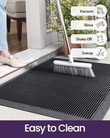 DEXI Front Door Mats Outside Entrance, Heavy Duty Non-Slip Rubber Entry Mat, Dirt Trapping Waterproof Low-Profile Welcome Doormat for Entryway, 24x36, Black - Image 8