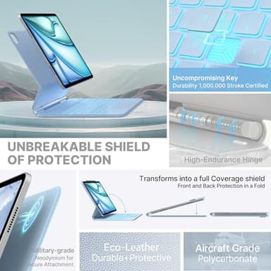 typecase Keyboard Case for iPad Air 13(M3 2025 / M2 2024) and iPad Pro 12.9 (6th, 5th, 4th,3rd Gen),Magic Keyboard, Magnetic Keyboard Case with Multi-Touch Trackpad,11 Colors Backlight,Light Blue - Image 4