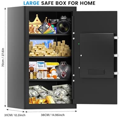 6.0 Cuft Large Home Safe Fireproof Waterproof, Anti-theft Fireproof Safe Box with Combination Lock, Alarm Systerm and Removable Shelf, Digital Document Fire Safes for Home Money Valuables - Image 2