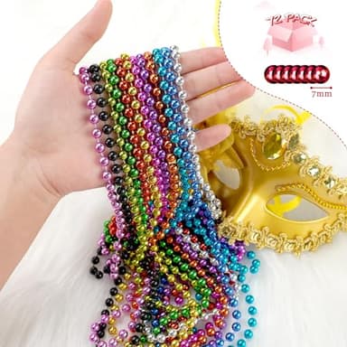 72 PCS Mardi Gras Beads Bulk, 33 Inch 12 Colors Party Beads for Mardi Gras, Christmas, St. Patrick's Day, Beads Party Favors, Throw Beads in 12 Shiny Metallic Colors - Image 4