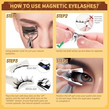 QUEWEL Magnetic Eyelashes 1 Pair Reusable Magnetic Eyelashes with Applicator No Glue Needed Eyelashes Cat Eye Natural Look Lash Clusters Kit Easy to Wear and Remove(B04) - Image 7