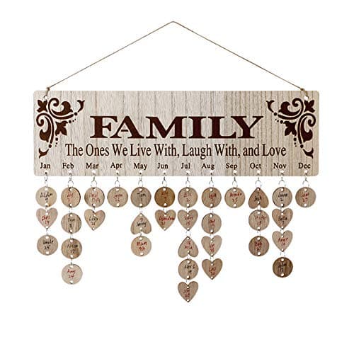 Joy-Leo Family Birthday Reminder Calendar Plaque Wall Hanging with 100 Tags, Help Elderly Mom Grandma Remember Family Birthdays, Best Gifts Ideas for Mom Grandma from Daughter Son Kids, Model JL01 - Image 1