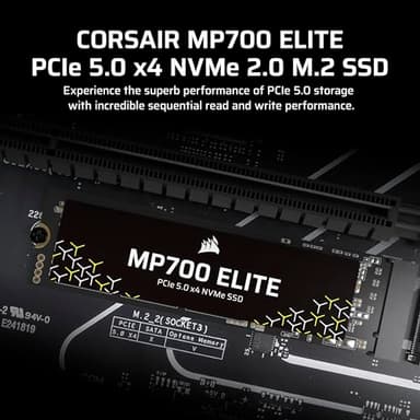 Corsair MP700 Elite 2TB PCIe 5.0 x4 NVMe M.2 SSD – Up to 10,000MB/sec – High-Density 3D TLC NAND – M.2 2280 - DirectStorage Compatible – Black - Image 2