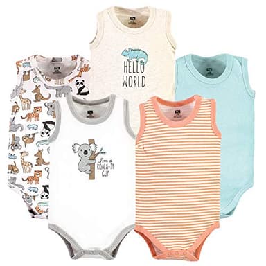 Hudson Baby Unisex Baby Cotton Sleeveless Bodysuits, Zoo Animals, 9-12 Months - Image 1