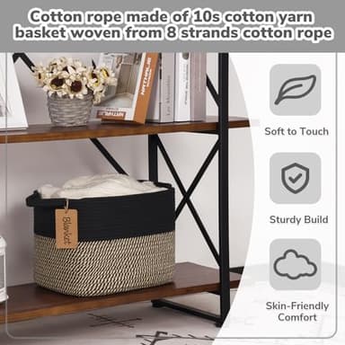Goodpick Woven Storage Basket for Shelves, Small Wicker Baskets for Shoes,Towel, Toy Baskets Storage Kids, Empty Gift Basket with Handles, 13 x 10 x 9 Inches - Image 5