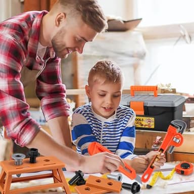 Kids Tool Set – Zealous 48 pcs Toddler Tool Set with Tool Box & Electronic Toy Drill, Pretend Play Kids Toys, Toy Construction Tools for Kids Ages 3,4,5,6,7,8 Years Old (A-Orange) - Image 7