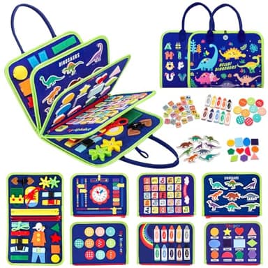 Vlllik Busy Board for 1 2 3 4 5 6 Year Old Toddler, Montessori Toys Preschool Educational Activities for Learning Fine Motor Skills,Busy Book for Plane Car Travel, Birthday Gift for Boys Girls - Image 1