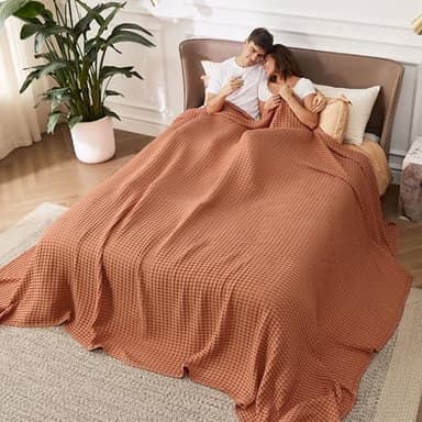 Bedsure Cooling Cotton Waffle Oversized King Blanket - Lightweight Breathable Rayon Derived from Bamboo for Hot Sleepers, Luxury Throws for Bed and Sofa, 120x96 Inches - Image 3