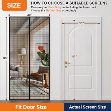 Magnetic Screen Door，Fiberglass Screen Door Mesh，Keep Bugs Out, Heavy-Duty Mesh Curtain,Pet and Kid Friendly, Works with Front Doors, Sliding Doors（36x80 Inch Fiberglass - Image 6