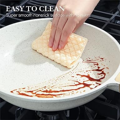 SENSARTE Nonstick Ceramic Frying Pan Skillet, 12.5 Inch Omelet Pan, Healthy Non Toxic Chef Pan, Induction Compatible Egg Pan with Heat Resistant Handle, PFAS-Free, White - Image 4