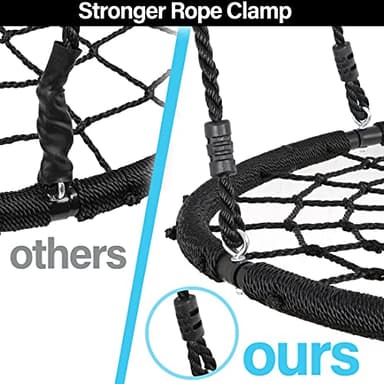 SUPER DEAL 40'' Spider Web Tree Swing Round Net Swing Platform Rope Swing Set for Kids Adult, 71" Detachable Nylon Rope with Swivel for Outdoor Backyard, Max 660 Lbs Extra Safe Steel Frame, Black - Image 6