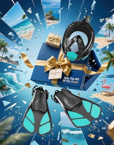 Viginsul Mask Fins Snorkeling Gear for Adults, Full Face Snorkel Mask & Adjustable Swim Fins Snorkel Set, Panoramic View Snorkel Mask Dry Top Anti-Fog Anti-Leak - Image 8