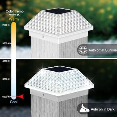 SUNNYPARK 4x4 Post Solar Lights, 4 PK Fence Post Solar Lights Outdoor 4x4, 3.5x3.5, Deck, Fence Waterproof - Image 4