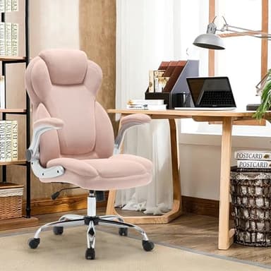 Big and Tall Fabric Pink Office Chair 400lbs-Heavy Duty Executive Desk Chair with Extra Wide Seat, High Back Ergonomic Leather Computer Chair with Tilt Rock&Tension, Padded Armrests-Black - Image 9