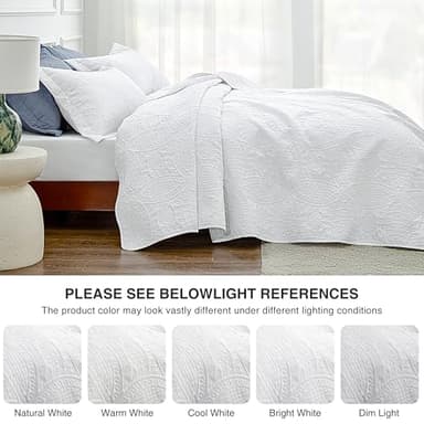 Love's cabin Quilts for Queen Bed White Bedspreads - Soft Bed Summer Quilt Lightweight Microfiber Bedspread- Modern Style Coin Pattern Coverlet for All Season - 3 Piece (1 Quilt, 2 Pillow Shams) - Image 5