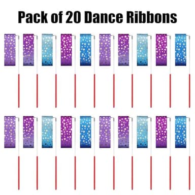 AITIME Ribbon Wands Party Favors for Kids, 20 Pack Rhythmic Gymnastics Ribbon, Girl Birthday ,Outdoor Party Games Supplies, Dance Streamers, Stars Ribbon Dancer - Image 3