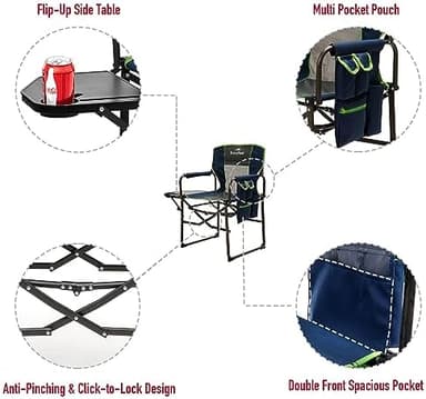 SUNNYFEEL Camping Directors Chair, Heavy Duty,Oversized Portable Folding Chair with Side Table, Pocket for Beach, Fishing,Trip,Picnic,Lawn,Concert Outdoor Foldable Camp Chairs - Image 6