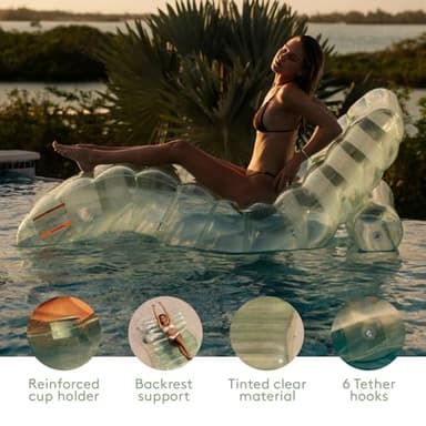 FUNBOY Giant Inflatable Luxury Seaglass Green Chaise Lounger, Chair Pool Float for Adults, Transparent Seaglass Green Material, Perfect for a Summer Pool Party - Image 4