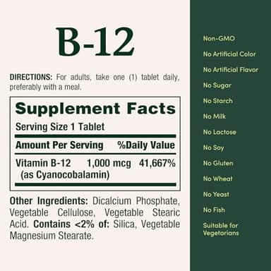 Nature's Bounty Vitamin B12 1000 mcg Supplements, Supports Energy Metabolism, 200 Ct - Image 5