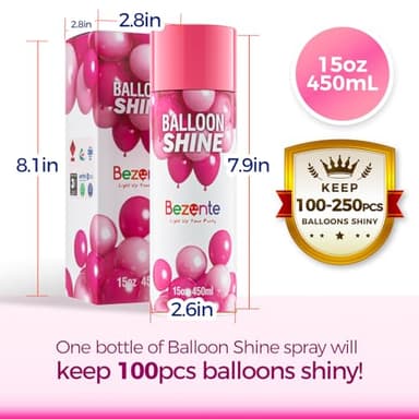 Bezente Balloon Shine Spray - 15 oz High Shine Balloon Spray, Waterproof, Long-Lasting Antioxidant, Odorless, Instant Shiny Effect for Party Balloons Decorations - Image 3