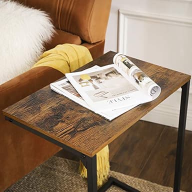 VASAGLE C Shape End Table, Small Coffee Table for Couch Or Sofa, Industrial Side Table in Living Room, Bedroom, 13.8 x 21.7 x 26 Inches, Rustic Brown and Black ULNT52BX - Image 8