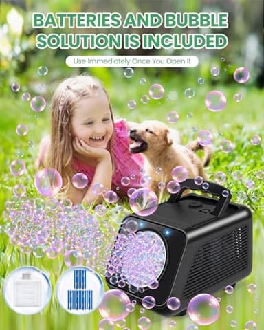 Bubble Machine Automatic Bubble Blower for Kids: Battery Operated Bubble Maker for Toddlers 1-3 | 20000+ Bubbles Per Min Contain 6 AA Battery | Outdoor Toys for Parties Birthday Wedding - Image 4