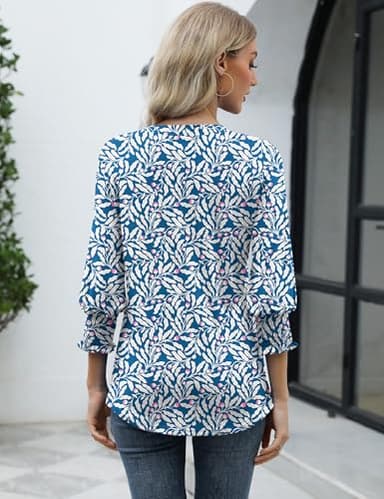 LOMON Women's 2025 Fashion Tops 3/4 Length Sleeve Business Casual Blouses Summer Tees Shirts - Image 4
