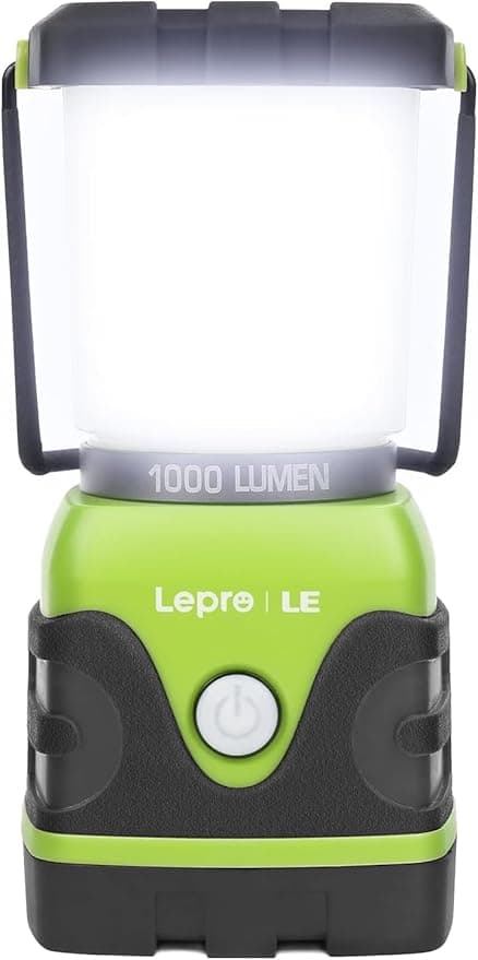 LE 1000LM Battery Powered LED Camping Lantern, Waterproof Tent Light with 4 Light Modes, Camping Essentials, Portable Lantern Flashlight for Camping, Emergency Light, Power Outages, Not Rechargeable - Image 1