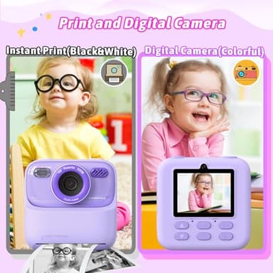 Kids Instant Digital Cameras for Boys and Girls, 1080P HD Dual-Lens Selfie Digital Camera with Print Paper & 32G Card, Christmas Birthday Gifts Toys for Toddler and Teenagers Age 3-16 Years Old - Image 4