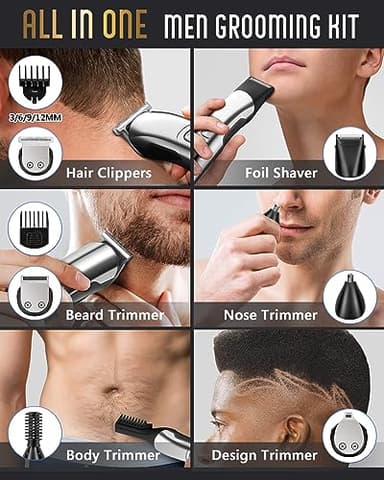 Ufree Beard Trimmer for Men, Waterproof Electric Razor for Nose, Body, Face & Mustache, Cordless Hair Clippers Shavers Grooming Kit, Gifts for Men Husband Father - Image 2