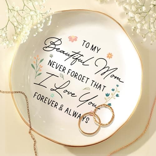 WANDER PRINTS Mothers Day Gifts For Mother - Ceramic Ring Dish Jewelry Tray for Mom - Never Forget That I Love You - Valentines Day Christmas Birthday Gifts for Mom from Daughter Son
