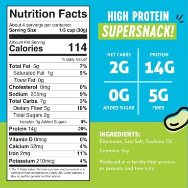 The Only Bean - Crunchy Roasted Edamame Beans (Sea Salt) - Keto Snacks (2g Net) - High Protein Healthy Snacks (14g Protein) - Low Carb, Gluten-Free Snack, Vegan Food - 4 oz (3 Pack) - Image 2