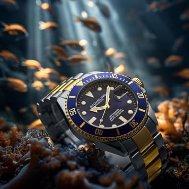 Stuhrling Original Men's Dive Watch, Swiss Movement, Stainless Steel, Blue Dial, Stainless Steel Bracelet, 100M Water Resistant - Image 6