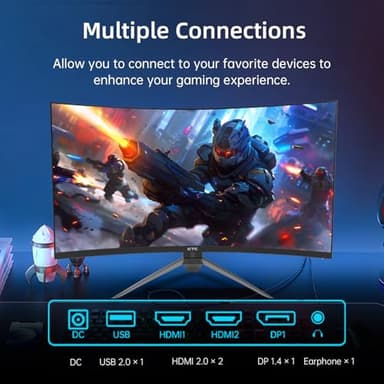 KTC 32 Inch 240Hz Curved Gaming Monitor, FHD 1080P 1500R HDR Gaming PC Monitor, FreeSync, Ultra-Fast 1ms Monitor for Gamer, 3500:1 Contrast, HDMI 2.0 x 2, DisplayPort 1.4 & USB 2.0, H32S17F - Image 6
