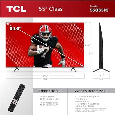 TCL 55-Inch Q65 QLED 4K UHD Smart TV with Google TV (55Q651G, 2024 Model) Dolby Vision, Dolby Atmos, HDR Pro+, Game Accelerator Enhanced Gaming, Voice Remote, Works with Alexa, Streaming Television - Image 3