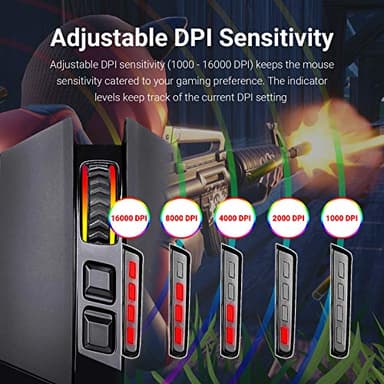 Redragon M801 Wireless Gaming Mouse, RGB Gaming Mouse with MMO 9 Programmable Macro Editing Buttons, UP 16000 Adjustable DPI, Rapid Fire Button for Game, Windows,PC - Wireless, Black - Image 6