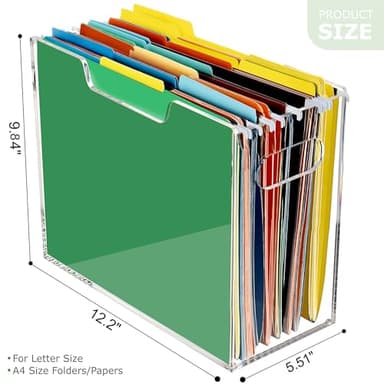 DINGHUO Acrylic Letter Size Hanging File Folder Organizer Box, Clear Portable File Storage Box with Handles, Desktop File Holder for Home, School -1 Pack - Image 4